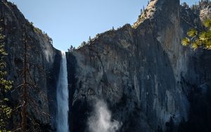 Превью обои водопад, скала, деревья, природа