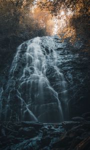 Превью обои водопад, скала, камни, вода, поток