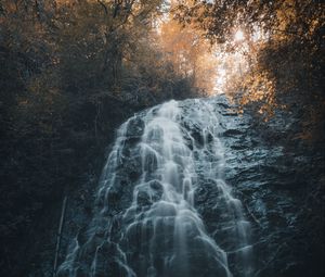 Превью обои водопад, скала, камни, вода, поток