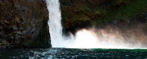 Превью обои водопад, скала, обрыв, каменный, вода, брызги