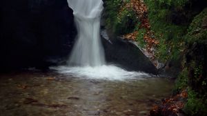 Превью обои водопад, скала, обрыв, вода, поток