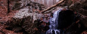 Превью обои водопад, скала, ручей, осень, природа