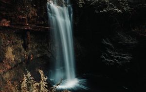 Превью обои водопад, скала, вода, поток, природа