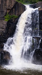 Превью обои водопад, скала, вода, поток, природа, пейзаж