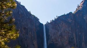 Превью обои водопад, скалы, деревья, природа, пейзаж