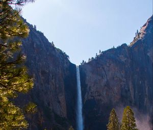 Превью обои водопад, скалы, деревья, природа, пейзаж