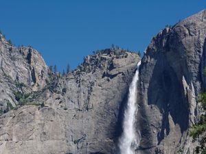 Превью обои водопад, скалы, деревья