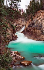 Превью обои водопад, скалы, камни, поток, пейзаж