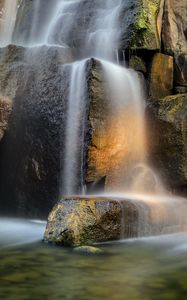 Превью обои водопад, скалы, камни, вода