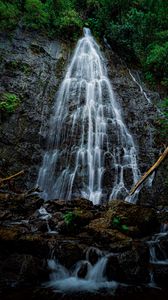 Превью обои водопад, скалы, камни, поток, вода