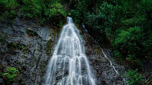 Превью обои водопад, скалы, камни, поток, вода