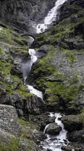 Превью обои водопад, скалы, камни, мост, вода, природа