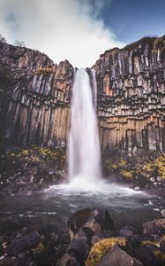 Превью обои водопад, скалы, камни, пейзаж