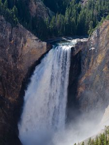 Превью обои водопад, скалы, лес, природа