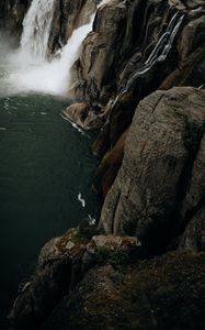 Превью обои водопад, скалы, обрыв, поток, вода