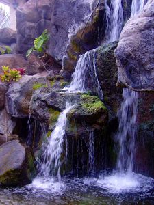 Превью обои водопад, скалы, природа