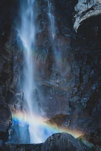 Превью обои водопад, скалы, радуга, природа
