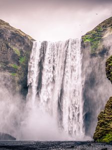 Превью обои водопад, скалы, вода, пейзаж