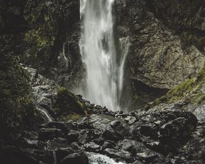 Превью обои водопад, течение, камни