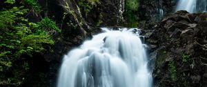 Превью обои водопад, течение, река, обрыв, вода, камни