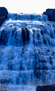 Превью обои водопад, течение, вода, обрыв