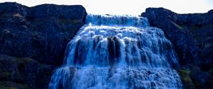 Превью обои водопад, течение, вода, обрыв