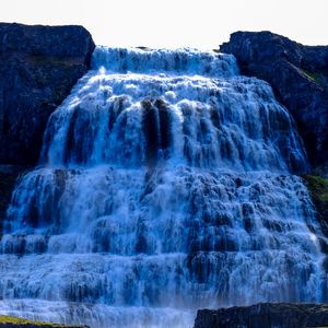 Превью обои водопад, течение, вода, обрыв