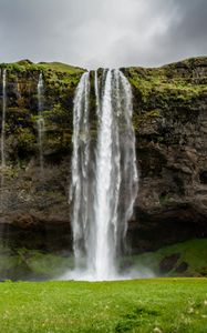 Превью обои водопад, трава, природа, пейзаж