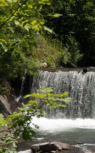 Превью обои водопад, вода, деревья, пейзаж