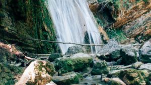 Превью обои водопад, вода, камни, ручей, природа