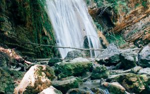 Превью обои водопад, вода, камни, ручей, природа