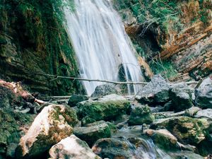 Превью обои водопад, вода, камни, ручей, природа