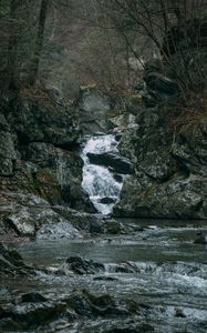 Превью обои водопад, вода, камни, пейзаж, природа