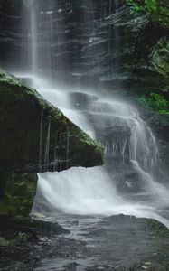 Превью обои водопад, вода, камни, мокрый