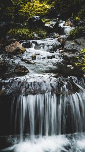 Превью обои водопад, вода, камни, брызги, природа