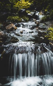 Превью обои водопад, вода, камни, брызги, природа