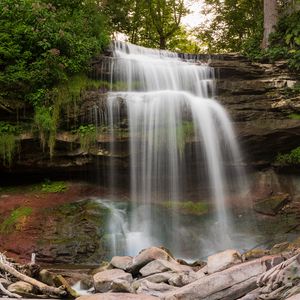 Превью обои водопад, вода, каскад, скалы, природа, пейзаж