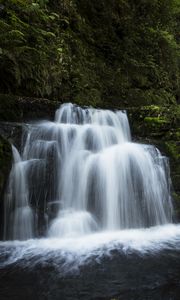 Превью обои водопад, вода, каскад, скала, мох, природа