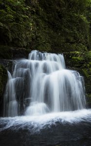 Превью обои водопад, вода, каскад, скала, мох, природа