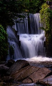 Превью обои водопад, вода, каскад, деревья, природа, пейзаж