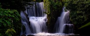 Превью обои водопад, вода, каскад, деревья, природа, пейзаж