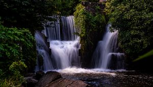 Превью обои водопад, вода, каскад, деревья, природа, пейзаж