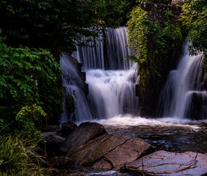 Превью обои водопад, вода, каскад, деревья, природа, пейзаж