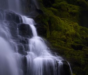 Превью обои водопад, вода, каскад, скала, природа