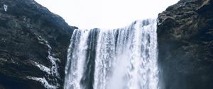 Превью обои водопад, вода, лед, обрыв, природа
