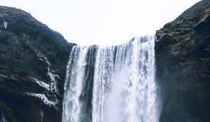 Превью обои водопад, вода, лед, обрыв, природа