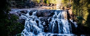 Превью обои водопад, вода, озеро, деревья, природа
