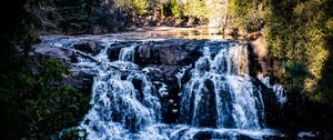 Превью обои водопад, вода, озеро, деревья, природа