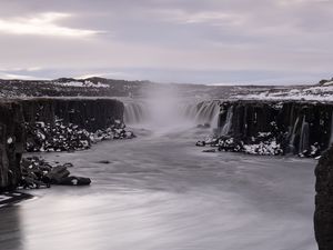 Превью обои водопад, вода, пар, пейзаж, природа