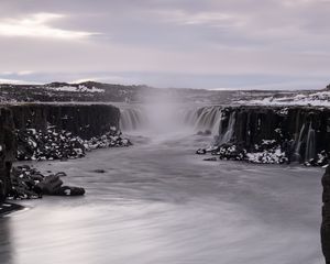 Превью обои водопад, вода, пар, пейзаж, природа